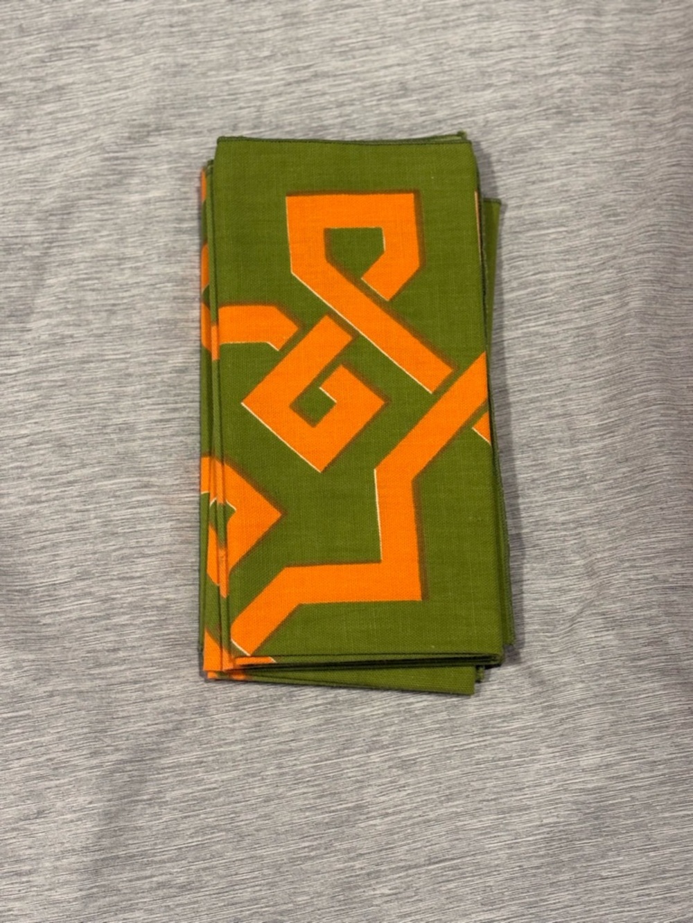 Green and Orange Geometric Kitchen Napkins set of 4